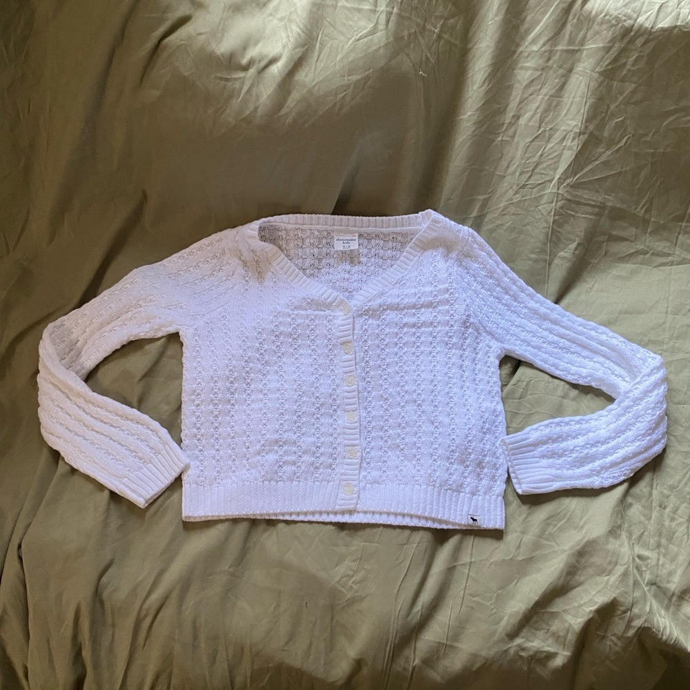 Kids Abercrombie And Fitch White Button Up Sweater